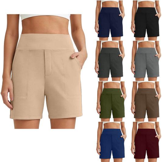⏳HOT SALE 70% RABATT🔥 Damen Bermuda-Shorts mit hoher Taille und Taschen 🎯 | Laufen Yoga Freizeit Sportbekleidung 😎 | 2 kaufen = KOSTENLOSER Versand – Lager in UK! 🇬🇧
