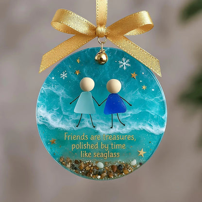⏳LETZTER TAG DES SALES: 70 % RABATT!⏰Freundschafts-Weihnachtsornament aus Meerglas🌊✨Von der Natur geformt & von Hand gefertigt💝