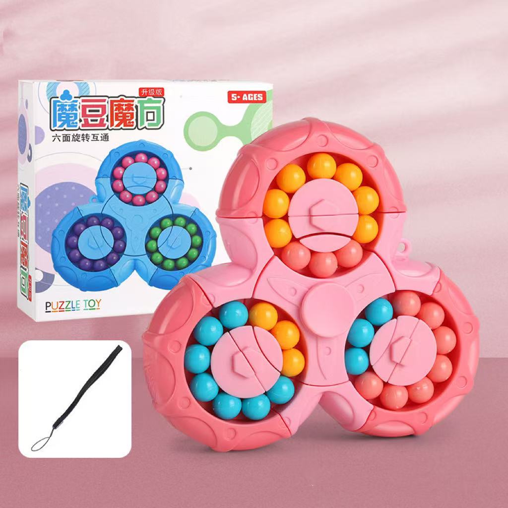 💥Extrem beliebtes Spielzeug💥Fidget Spinner + sechsseitiger rotierender Würfel 2-in-1, magisches Bohnen-Lernspielzeug