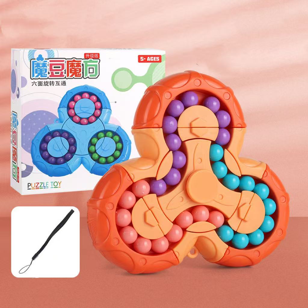💥Extrem beliebtes Spielzeug💥Fidget Spinner + sechsseitiger rotierender Würfel 2-in-1, magisches Bohnen-Lernspielzeug