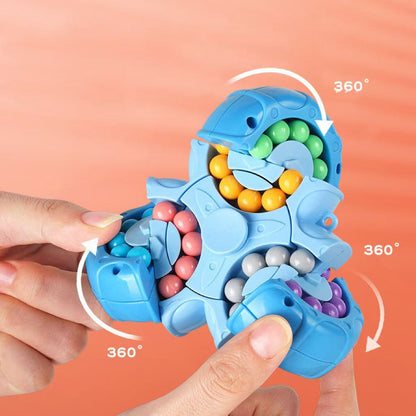 💥Extrem beliebtes Spielzeug💥Fidget Spinner + sechsseitiger rotierender Würfel 2-in-1, magisches Bohnen-Lernspielzeug