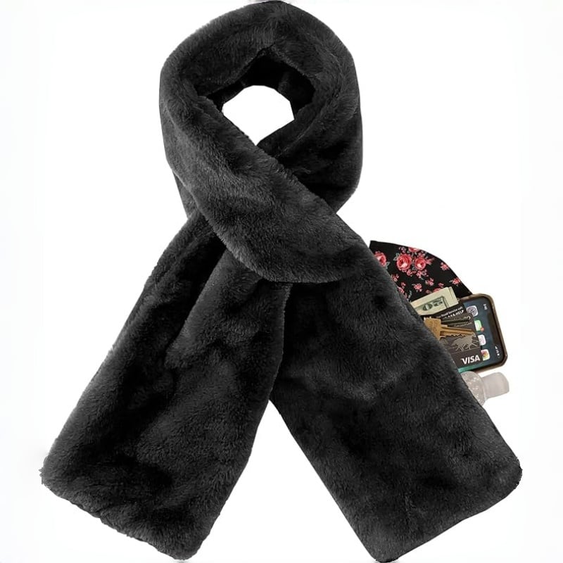 🎅Christmas Special Deals £9.99!!⚡50K+ SOLD!🧣Ultra-Soft Faux Fur Pull-Through Scarf with Secret Zipper Pocket
