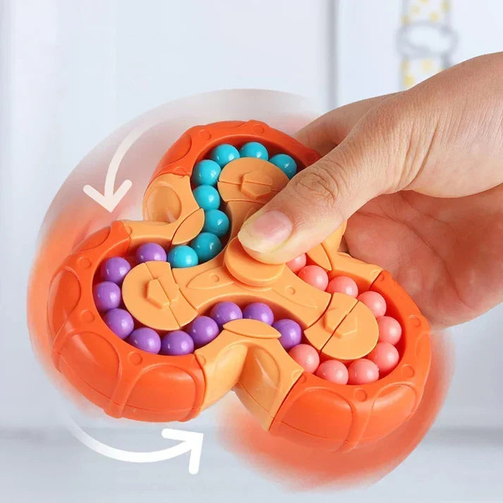 💥Extrem beliebtes Spielzeug💥Fidget Spinner + sechsseitiger rotierender Würfel 2-in-1, magisches Bohnen-Lernspielzeug