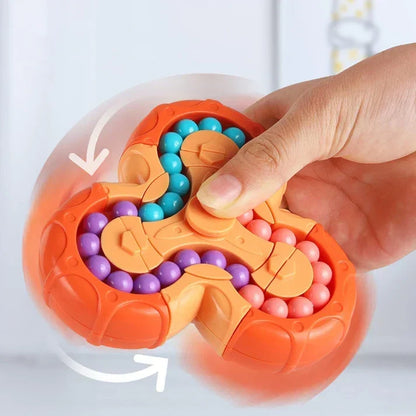💥Extrem beliebtes Spielzeug💥Fidget Spinner + sechsseitiger rotierender Würfel 2-in-1, magisches Bohnen-Lernspielzeug
