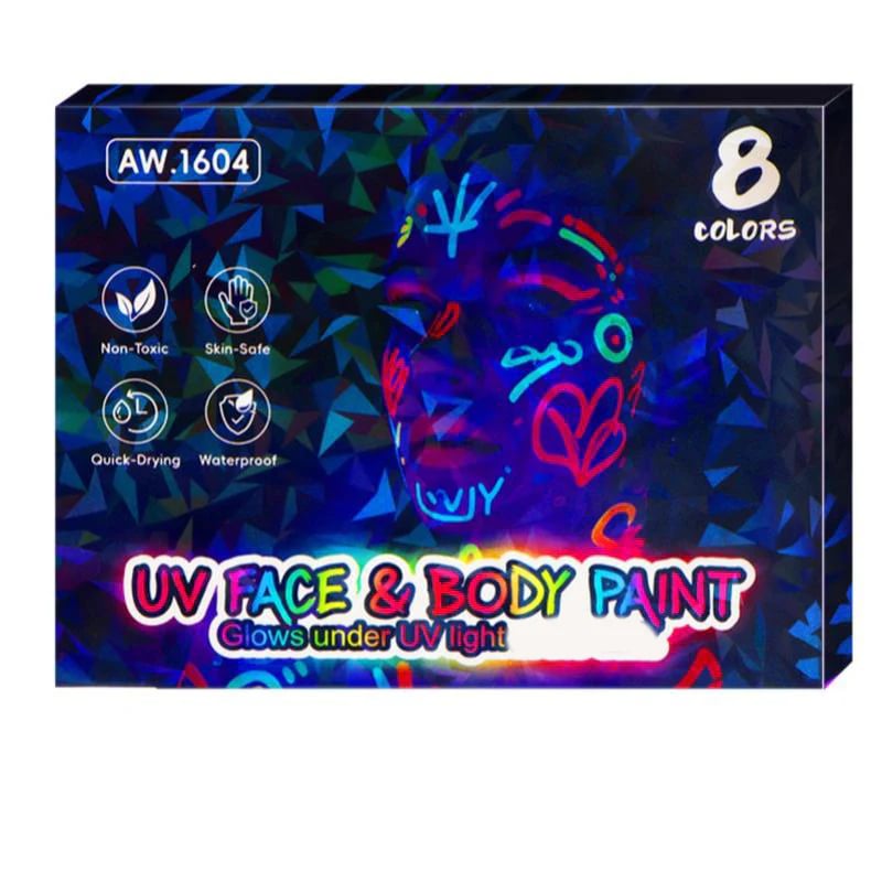 🎁Neujahrs-Sonderangebote 9,99 £!!⚡Über 50.000 VERKAUFT!🎁UV-Leucht-Gesichts- und Körperbemalungs-Set