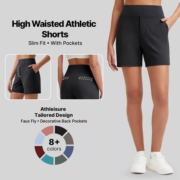 ⏳HOT SALE 70% RABATT🔥 Damen Bermuda-Shorts mit hoher Taille und Taschen 🎯 | Laufen Yoga Freizeit Sportbekleidung 😎 | 2 kaufen = KOSTENLOSER Versand – Lager in UK! 🇬🇧