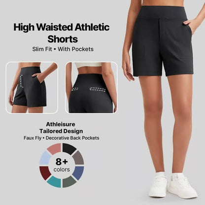 ⏳HOT SALE 70% RABATT🔥 Damen Bermuda-Shorts mit hoher Taille und Taschen 🎯 | Laufen Yoga Freizeit Sportbekleidung 😎 | 2 kaufen = KOSTENLOSER Versand – Lager in UK! 🇬🇧