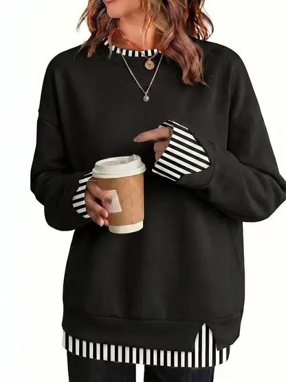 🥰Herbstangebot: 50 % RABATT!💛Damen-Sweatshirt in lockerem Zweiteiler-Look aus Kunstmaterial