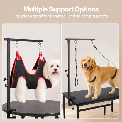 Verstellbarer Schertisch-Haltearm mit Hängematte für Hunde, 70–97 cm, Stahlklemme, 2 Halterungen