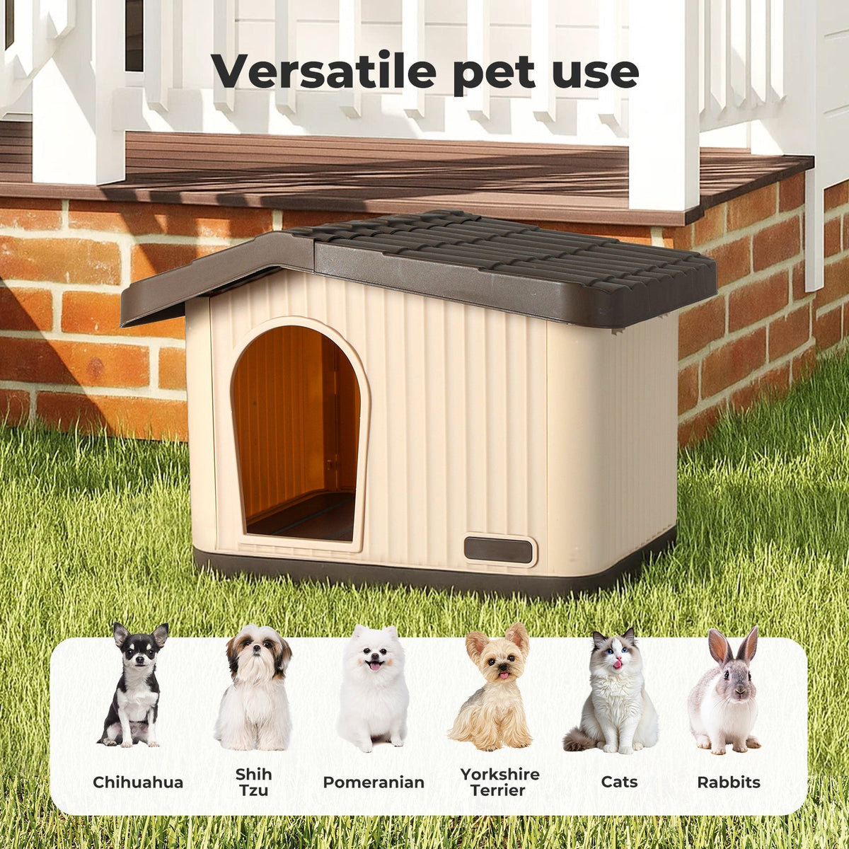 Pawz Kunststoff-Hundekäfig für kleine Hunde, wetterfester Außenkennel mit Belüftung