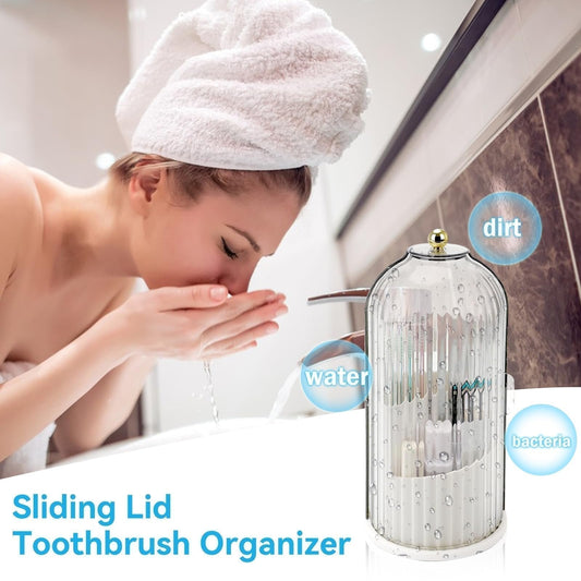 📢📢50%  OFF !! ⏰ Sliding Lid Toothbrush Organizer