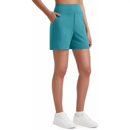 ⏳HOT SALE 70% RABATT🔥 Damen Bermuda-Shorts mit hoher Taille und Taschen 🎯 | Laufen Yoga Freizeit Sportbekleidung 😎 | 2 kaufen = KOSTENLOSER Versand – Lager in UK! 🇬🇧