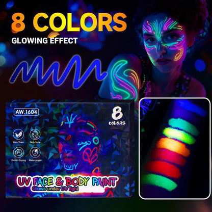 🎁Neujahrs-Sonderangebote 9,99 £!!⚡Über 50.000 VERKAUFT!🎁UV-Leucht-Gesichts- und Körperbemalungs-Set