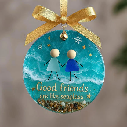 ⏳LETZTER TAG DES SALES: 70 % RABATT!⏰Freundschafts-Weihnachtsornament aus Meerglas🌊✨Von der Natur geformt & von Hand gefertigt💝