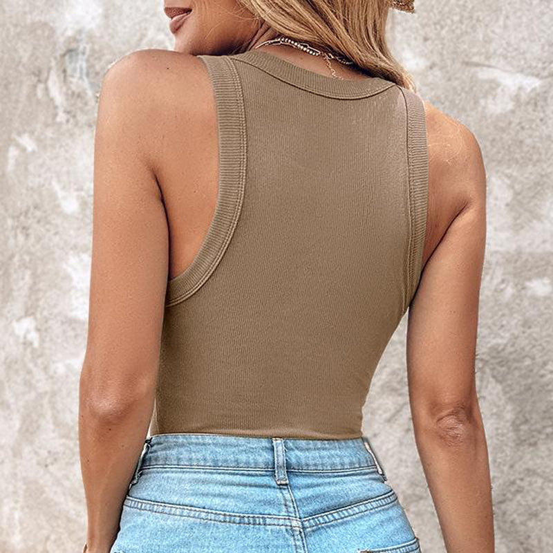 💖LETZTER TAG SONDERPREIS: 9,99 £!!💖Geripptes Stretch-Tanktop mit integriertem BH
