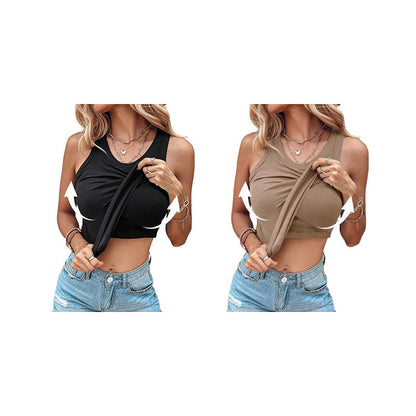 💖LETZTER TAG SONDERPREIS: 9,99 £!!💖Geripptes Stretch-Tanktop mit integriertem BH