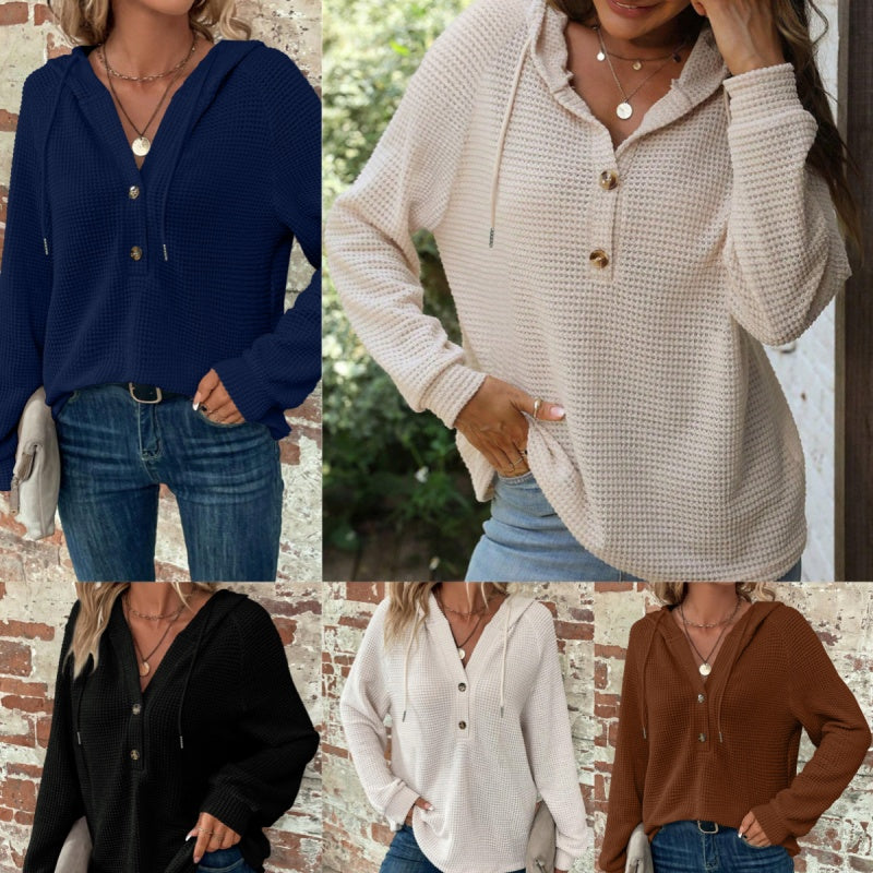 🍂Herbst-Specials🍂Trendiges einfarbiges Damen-Langarm-Oberteil mit Kapuze