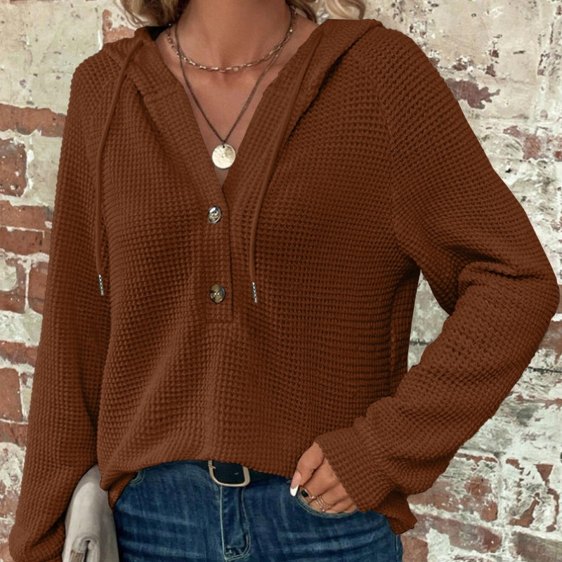 🍂Herbst-Specials🍂Trendiges einfarbiges Damen-Langarm-Oberteil mit Kapuze