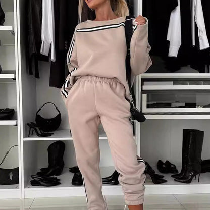 🎄Weihnachts-Hot-Sale - 49% RABATT🎅2-teiliges Damen-Set aus gestreiftem Oberteil und Hose