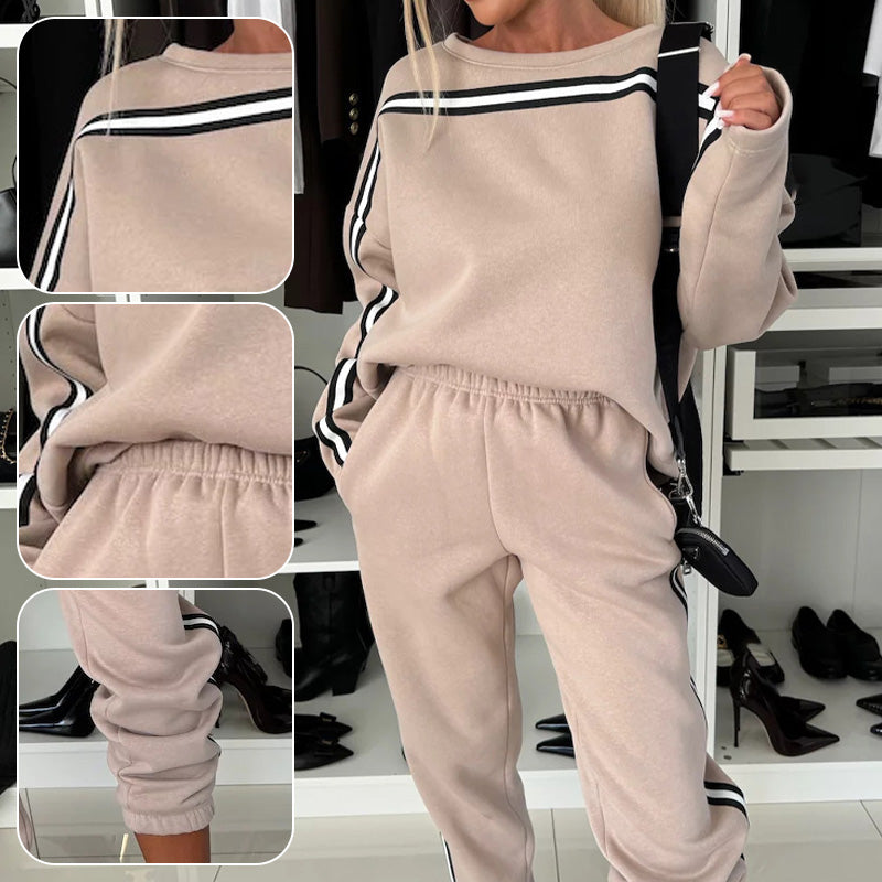🎄Weihnachts-Hot-Sale - 49% RABATT🎅2-teiliges Damen-Set aus gestreiftem Oberteil und Hose