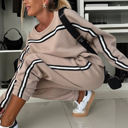 🎄Weihnachts-Hot-Sale - 49% RABATT🎅2-teiliges Damen-Set aus gestreiftem Oberteil und Hose