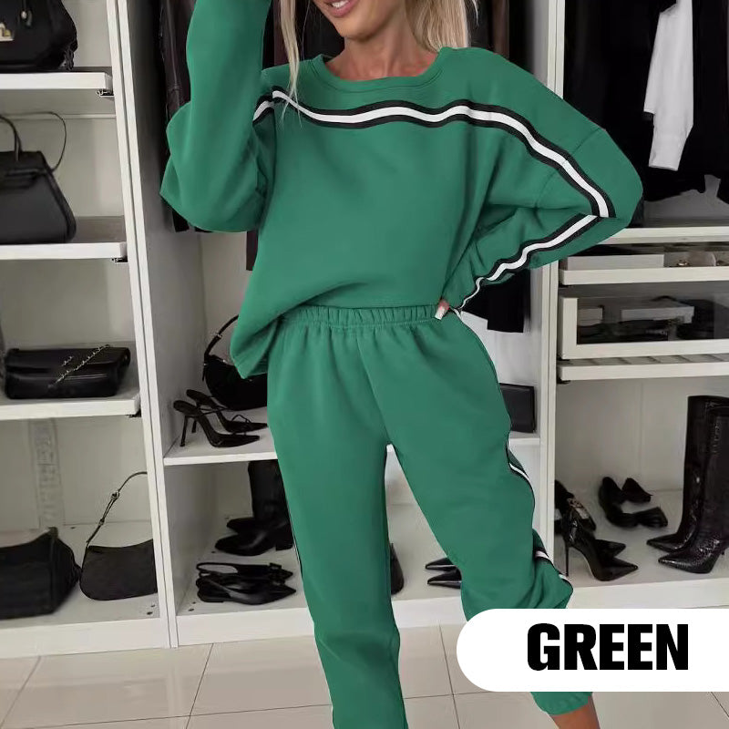 🎄Weihnachts-Hot-Sale - 49% RABATT🎅2-teiliges Damen-Set aus gestreiftem Oberteil und Hose