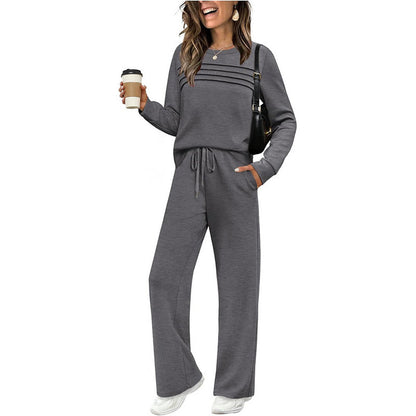 🔥LAST DAY SALE 60% OFF👍✨Women's Crew Neck Top & Drawstring Pants Set