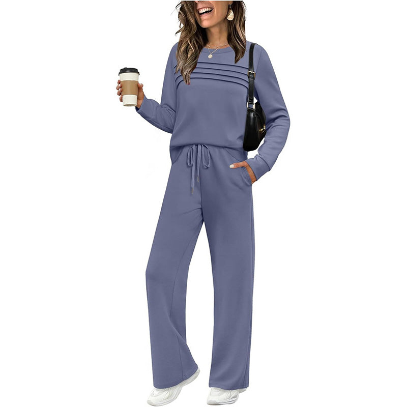 🔥LAST DAY SALE 60% OFF👍✨Women's Crew Neck Top & Drawstring Pants Set