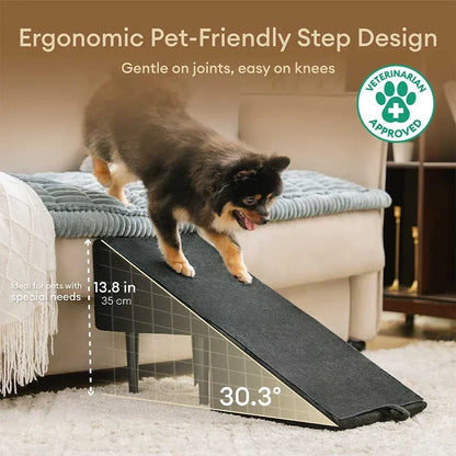 2-in-1 wandelbare Trittstufe aus Holz für Hunde als Treppe oder Rampe fürs Bett
