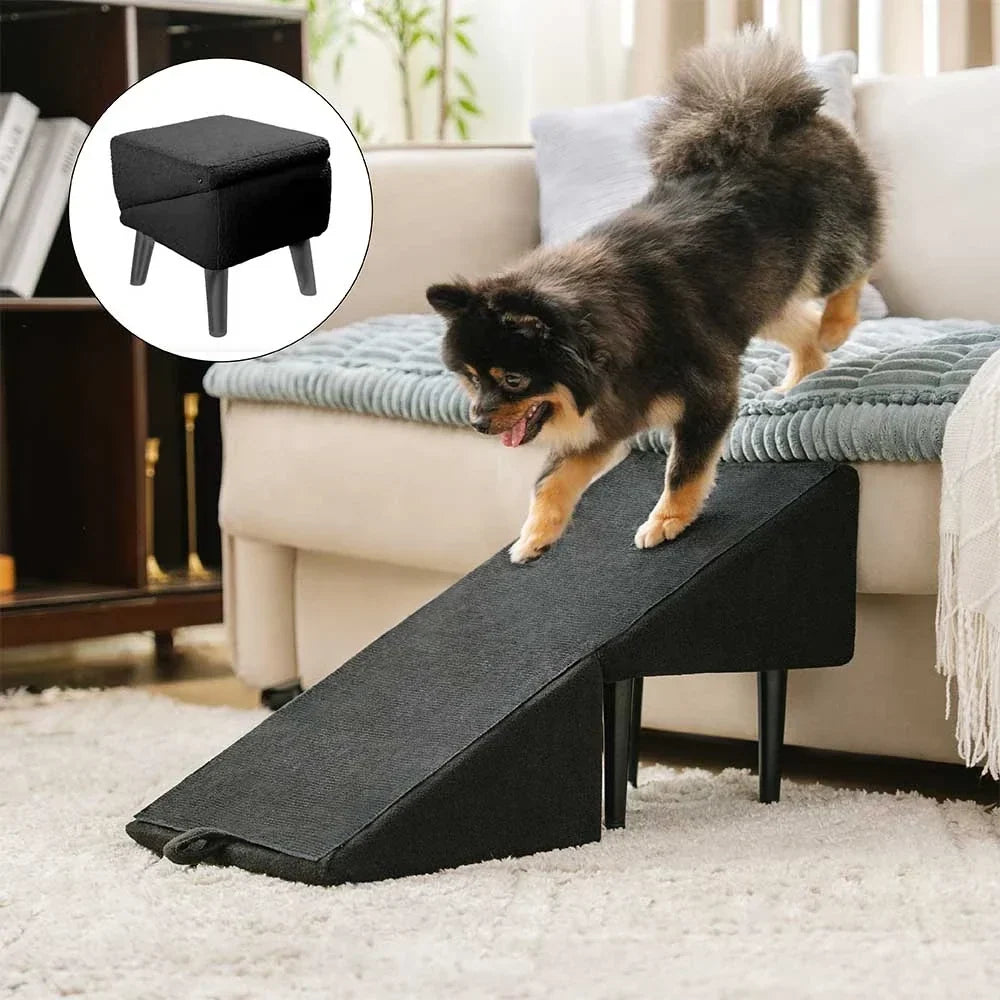 2-in-1 wandelbare Trittstufe aus Holz für Hunde als Treppe oder Rampe fürs Bett